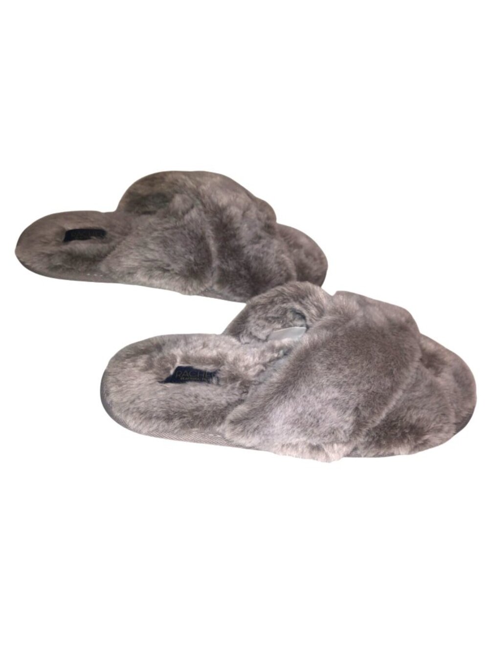 RACHEL- WOMENS GREY FURRY SLIPPERS SIZE 7-8